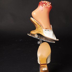 1950s White Jeweled Boomerang Heels Shoes